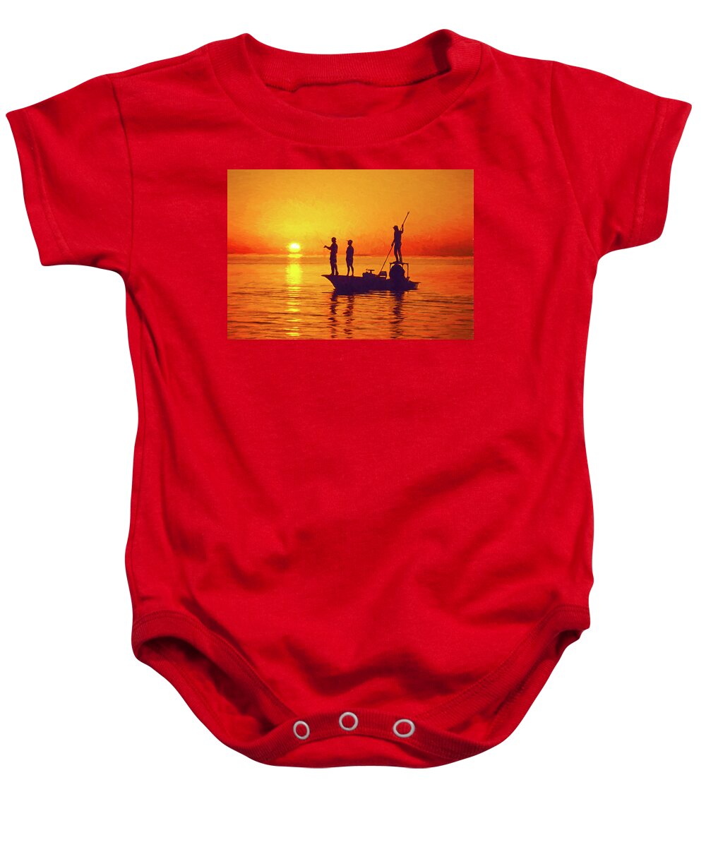 Fly Fishing Baby Onesie featuring the mixed media Florida Keys Fly Fishing by Dennis Cox Photo Explorer