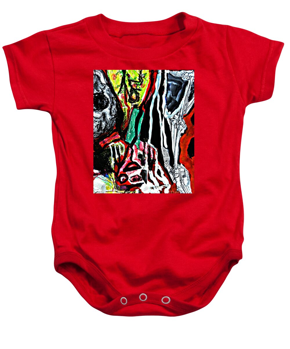 Katerina Stamatelos Art Baby Onesie featuring the painting For Xenia-9 by Katerina Stamatelos