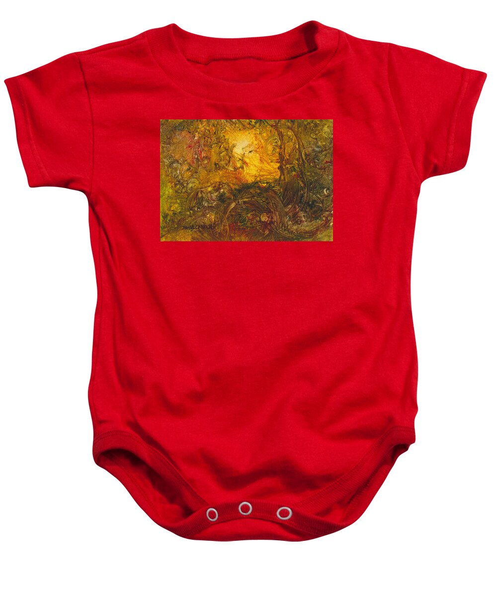 Forest Baby Onesie featuring the painting Forest Light 60 by David Ladmore