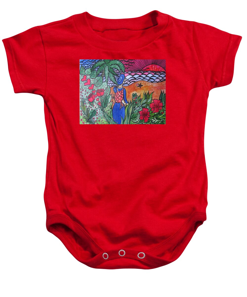 Green Baby Onesie featuring the painting Fortune ....Happiness by Rosita Larsson