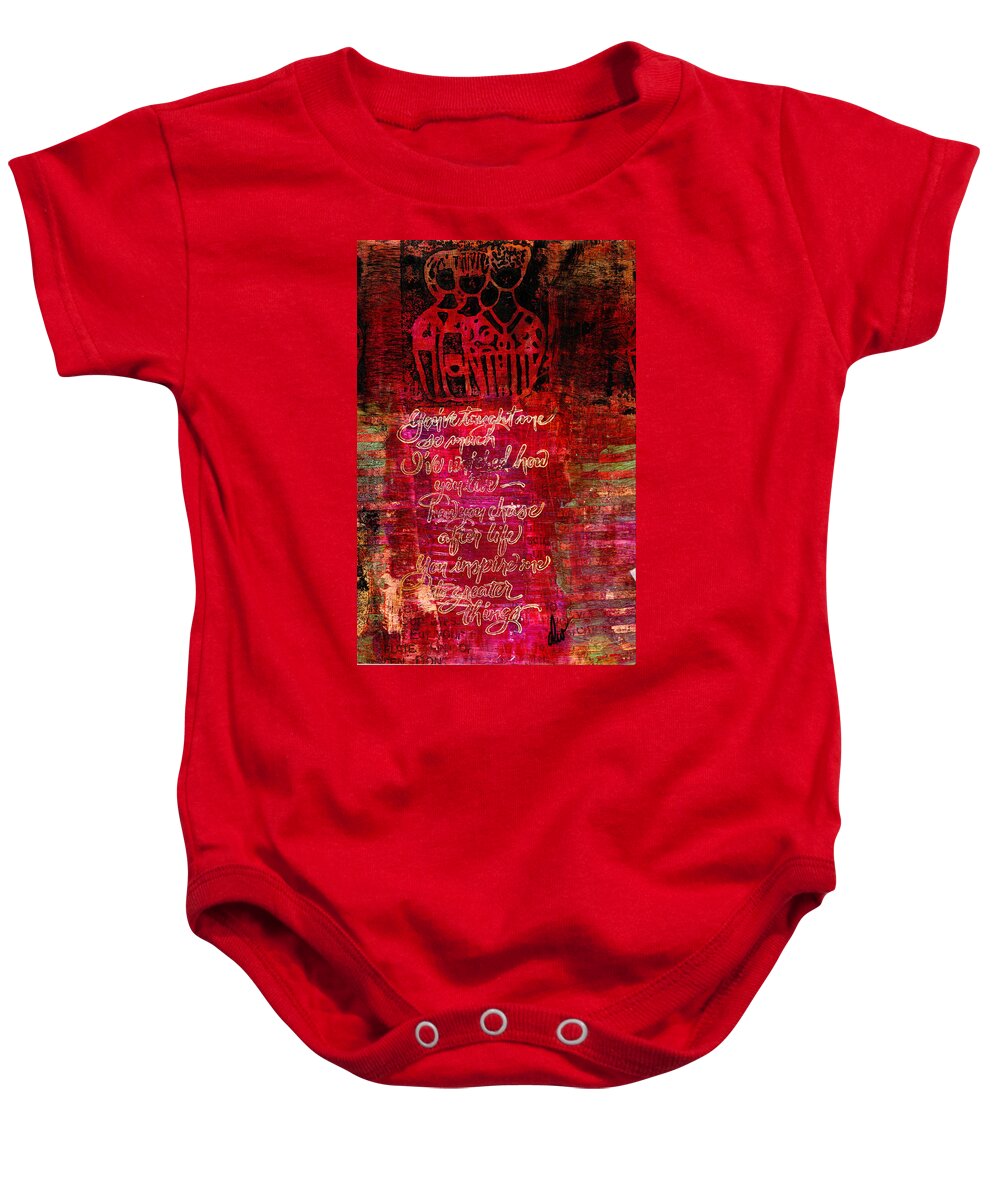 Gretting Cards Baby Onesie featuring the painting Friends by Angela L Walker