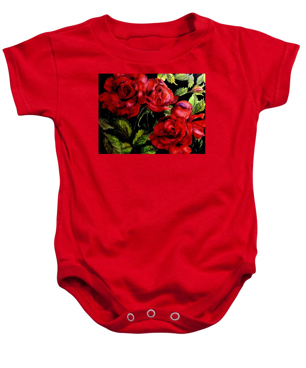 Roses Baby Onesie featuring the painting Garden Roses by Carol Grimes