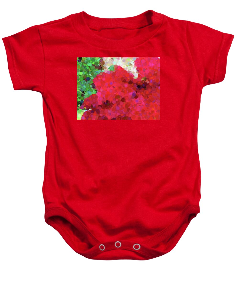 Floral Abstract Baby Onesie featuring the digital art Geranium Circles Abstract by Judi Suni Hall