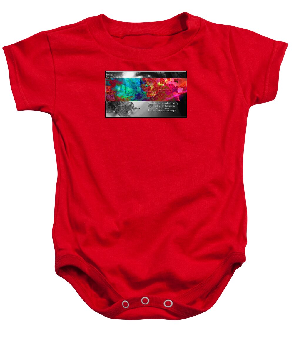 Give Thanks Baby Onesie featuring the digital art Give Thanks by Christine Nichols