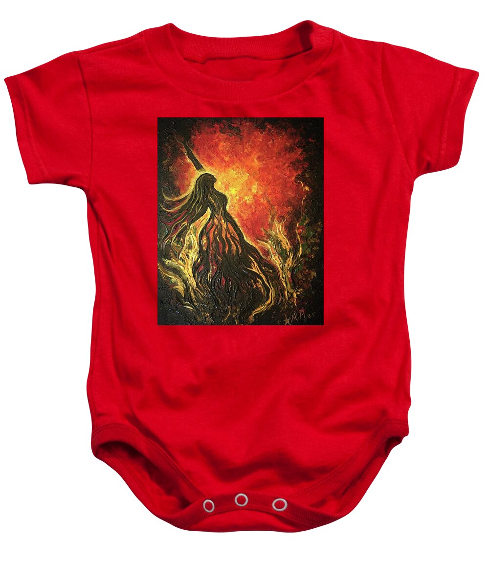 Fire Baby Onesie featuring the painting Golden Goddess by Michelle Pier