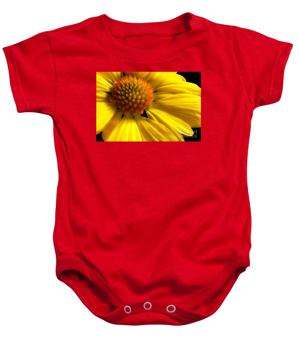 Yellow Daisy Baby Onesie featuring the photograph Happiness Shared Through A Flower by Michael Eingle