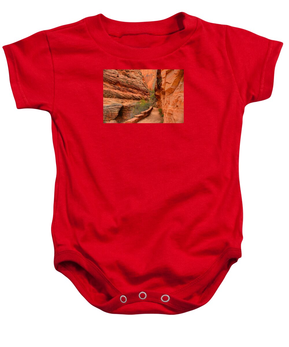 Hike To Observation Point In Zion National Park Baby Onesie featuring the photograph Hike to Observation Point by Raymond Salani III