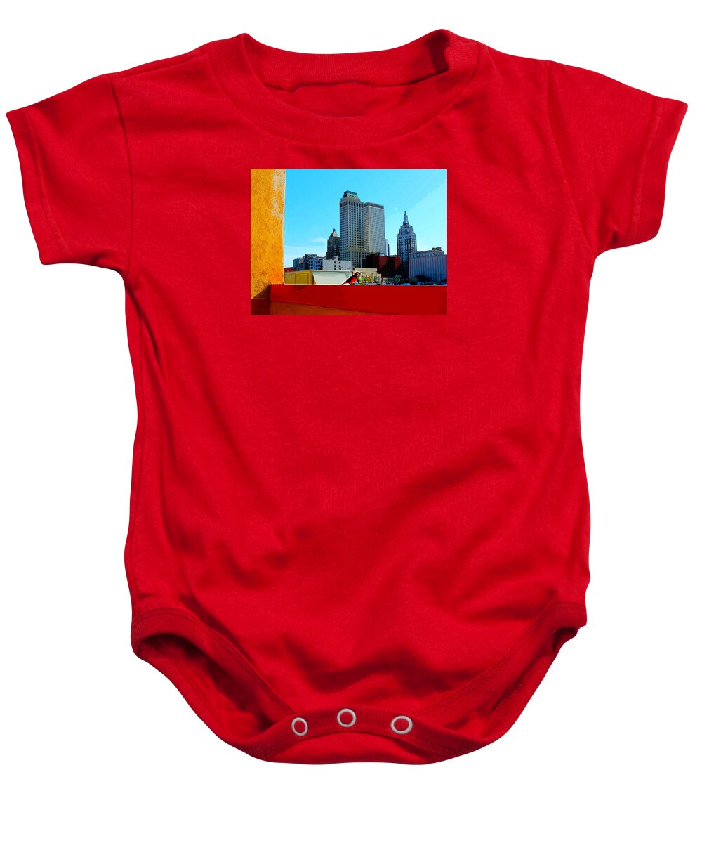 Susan Vineyard Baby Onesie featuring the photograph I Came For The Salsa by Susan Vineyard