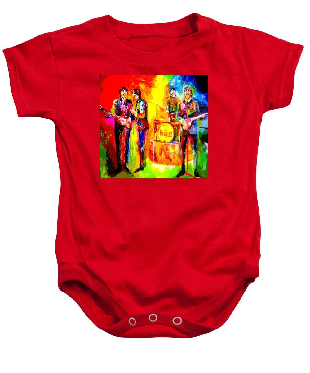 Palette Knife Painting Impressionistic Beatles Baby Onesie featuring the painting Impressionistc Beatles by Leland Castro