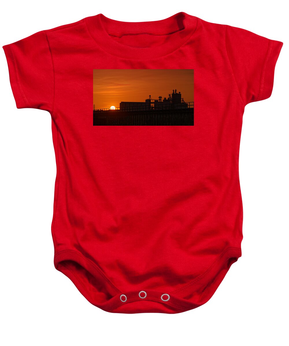 Fort Worth Baby Onesie featuring the photograph Industrial Sunset by Jonathan Davison