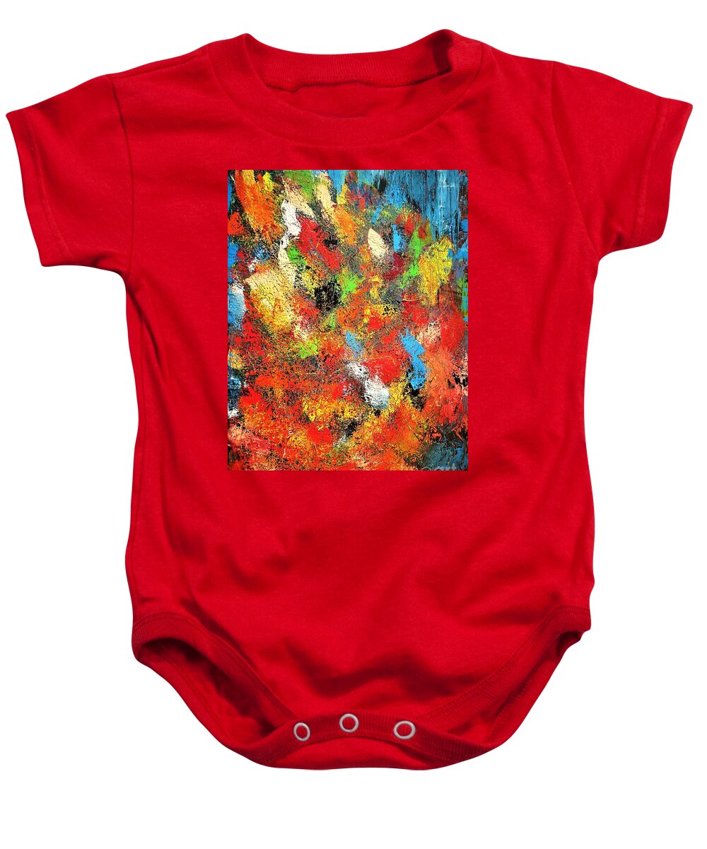 Abstract Art Baby Onesie featuring the painting Inevitable Summer Within by Jarek Filipowicz