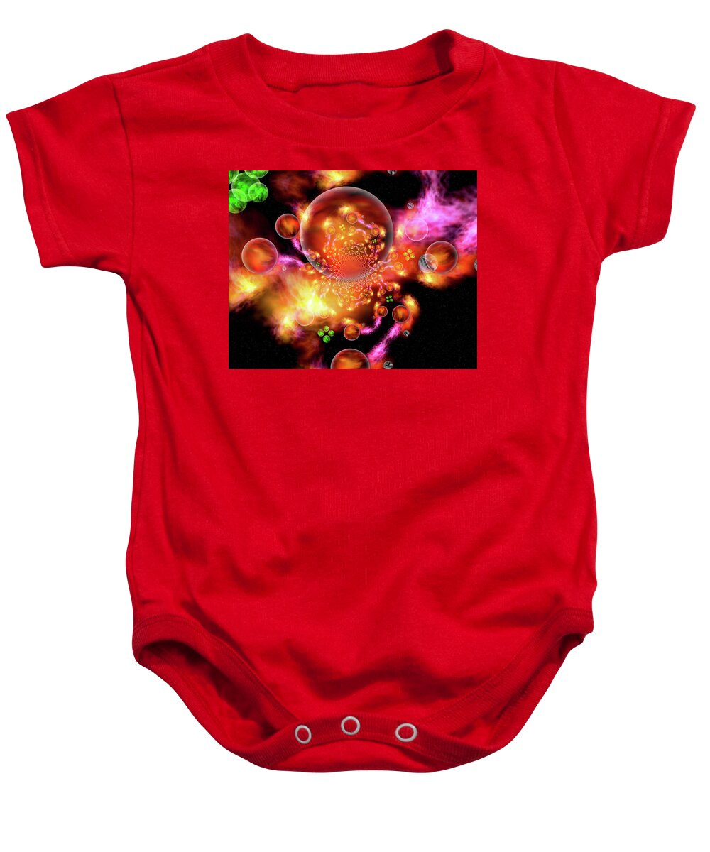 Stellar Nursery Baby Onesie featuring the digital art It's A Wacky Inter-Dimensional Stellar Nursery by Rolando Burbon