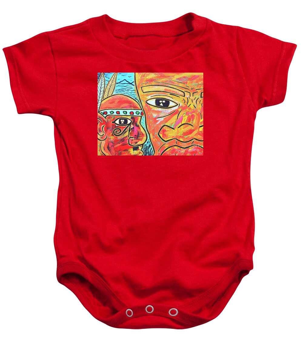 Painting - Acrylic Baby Onesie featuring the painting Journeys Ahead by Odalo Wasikhongo
