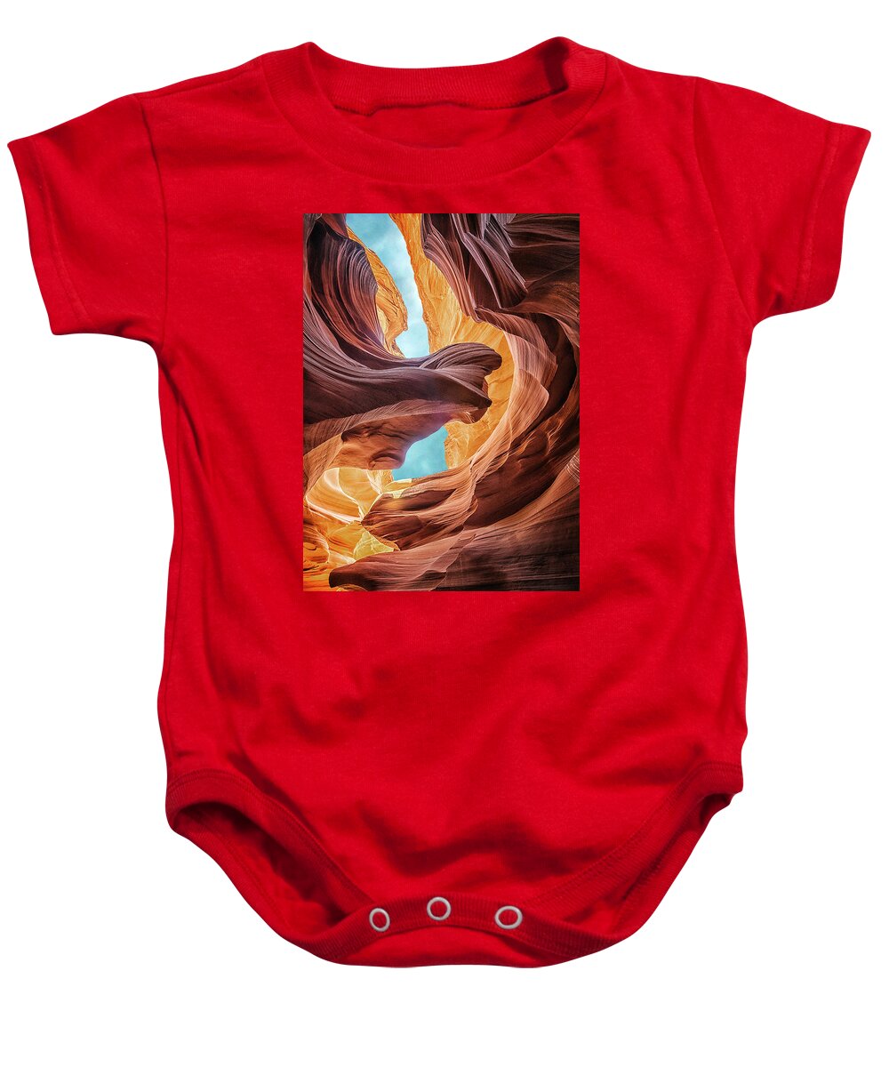 Antelope Canyon Baby Onesie featuring the photograph Lady and the Eagle by Robert Fawcett