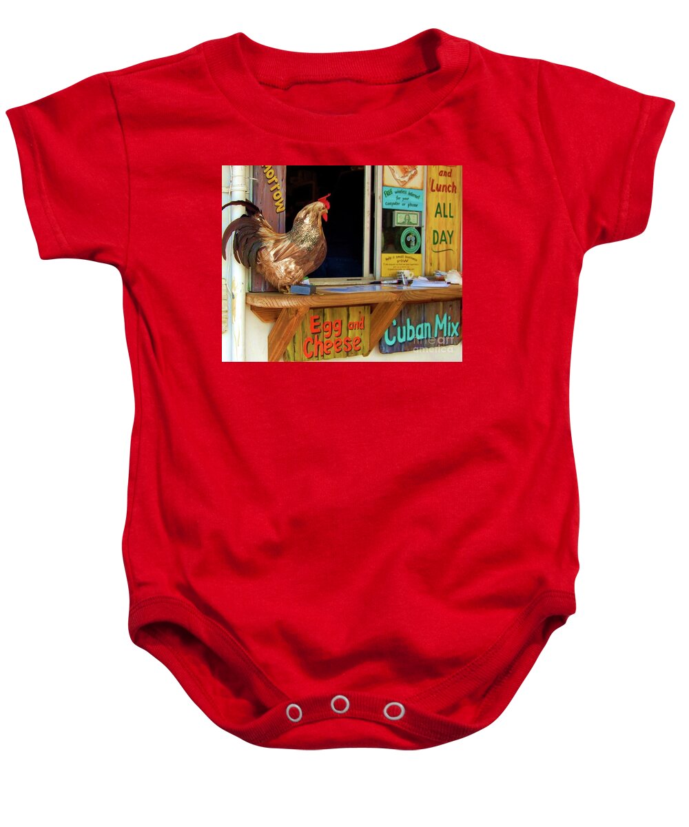 Rooster Baby Onesie featuring the photograph Little Red Rooster by Debbi Granruth