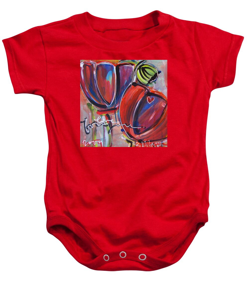 Poppies Baby Onesie featuring the painting Love For You no.3 by Laurie Maves ART