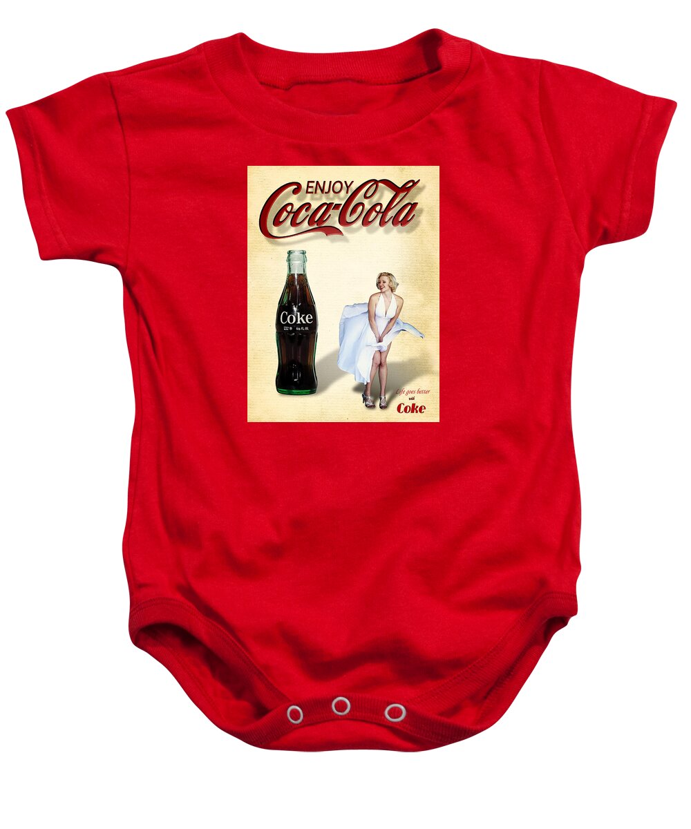 Marilyn Baby Onesie featuring the photograph Marilyn Coca Cola Girl 3 by James Sage