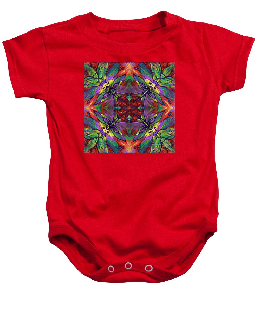 Rorshach Baby Onesie featuring the painting Masqparade Tapestry 7D by Ricardo Chavez-Mendez