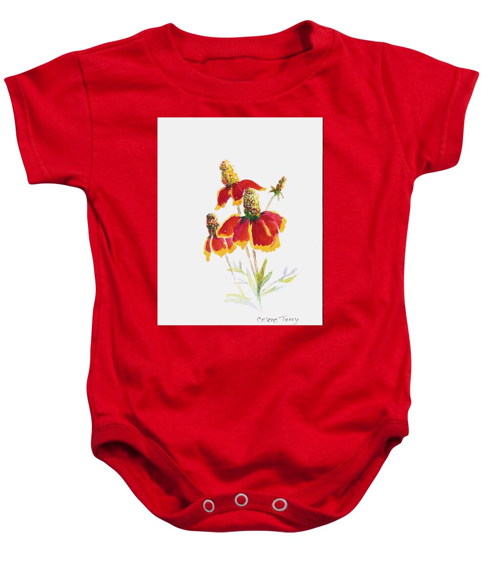 Wildflower Baby Onesie featuring the painting Mexican Hat by Celene Terry