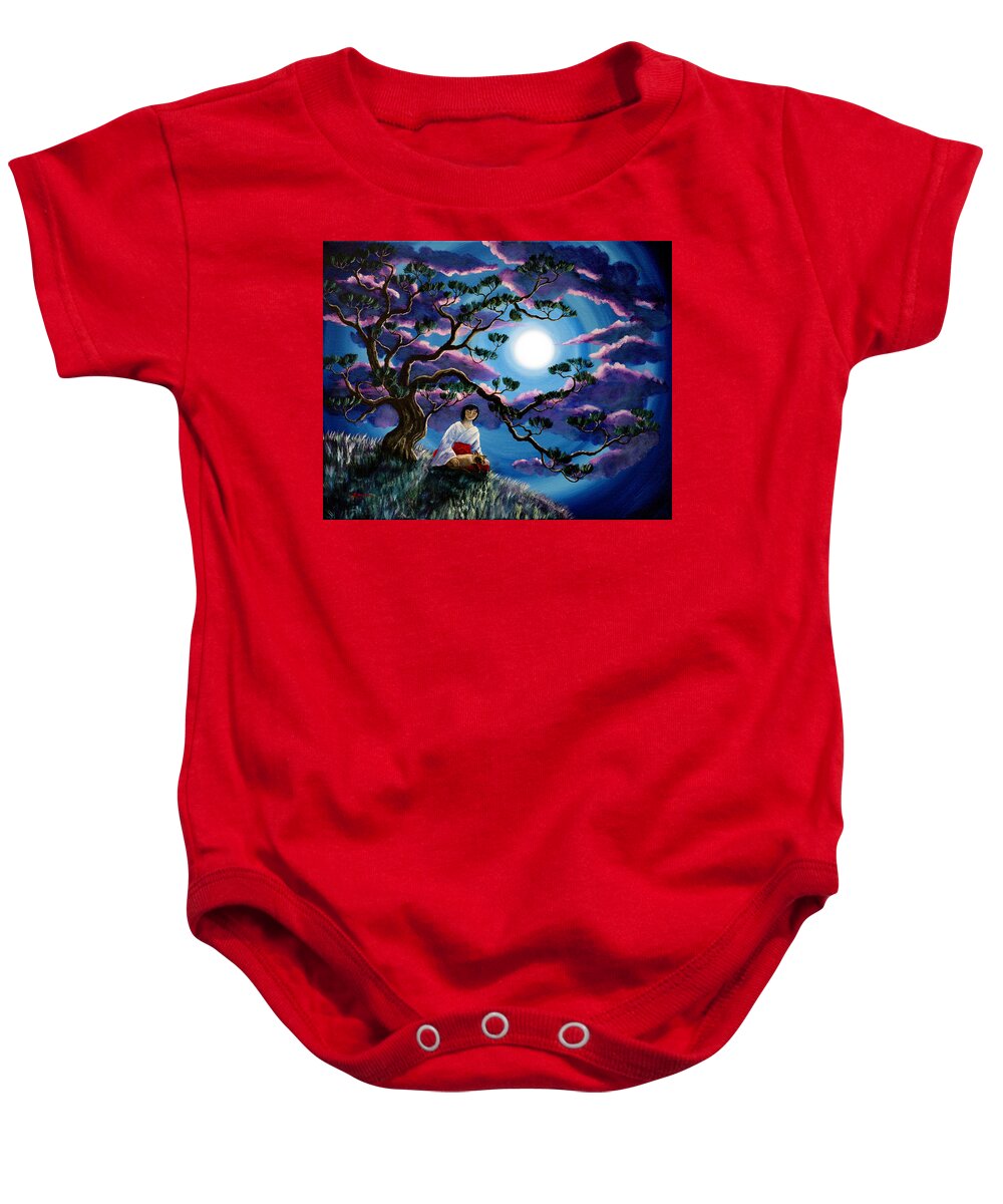 Landscape Baby Onesie featuring the painting Miko and Cat Meditation by Laura Iverson