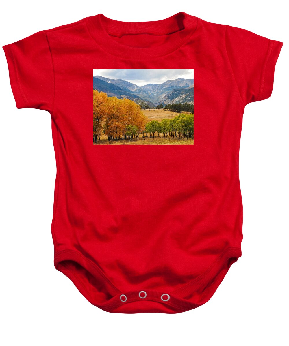 Colorado Baby Onesie featuring the photograph Moraine Park in Rocky Mountain National Park by Dawn Key