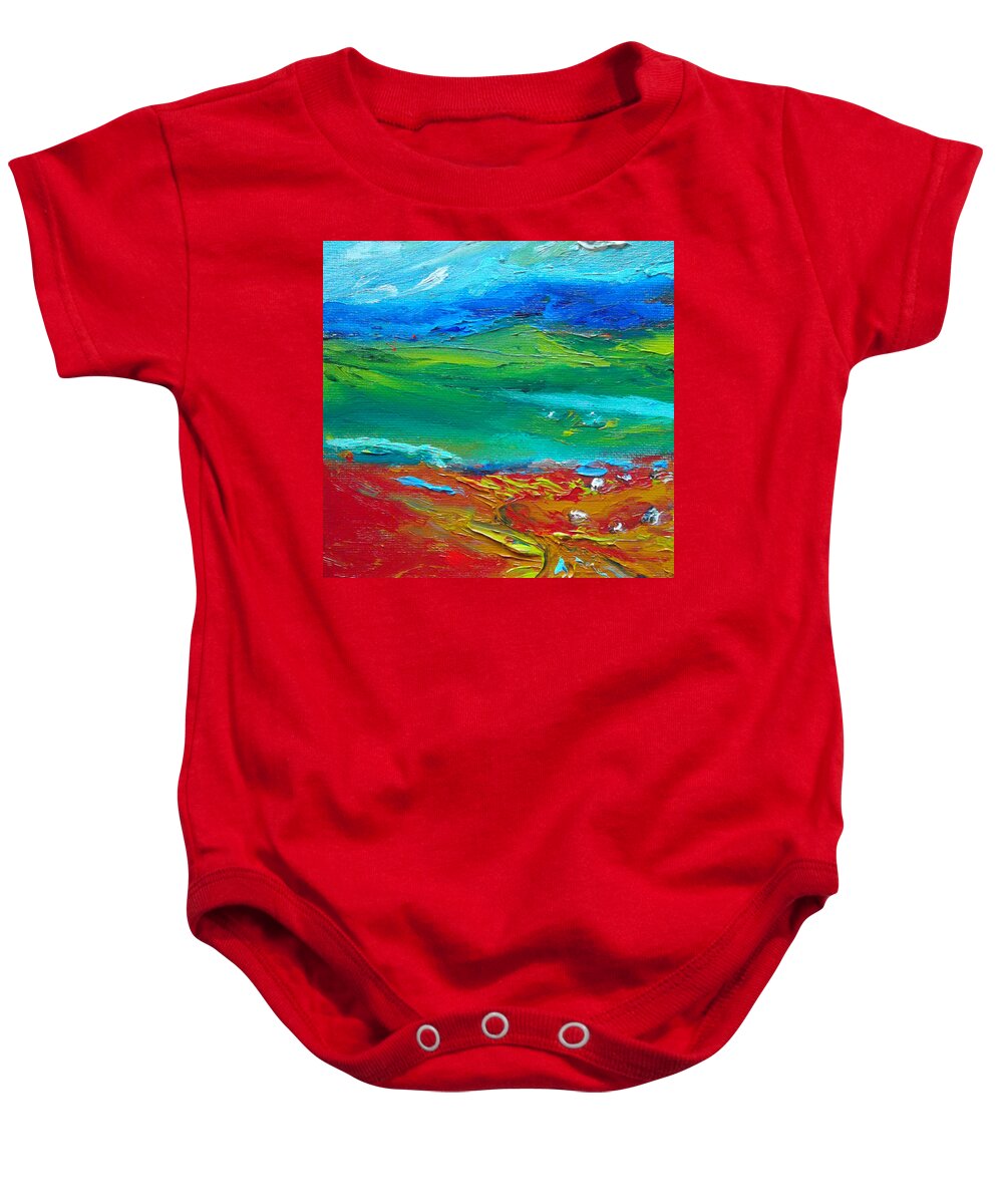 Abstract Baby Onesie featuring the painting Mountain View by Susan Esbensen