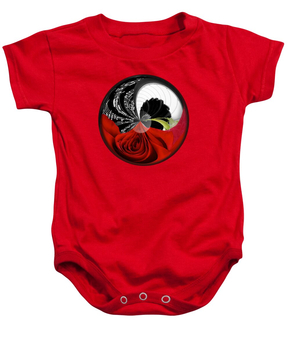 Rose Baby Onesie featuring the photograph Music Orbit by Phyllis Denton