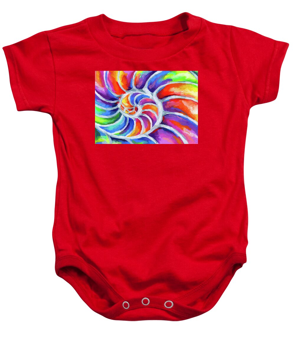 Nautilus Baby Onesie featuring the painting Nautilus Curves by Stephen Anderson