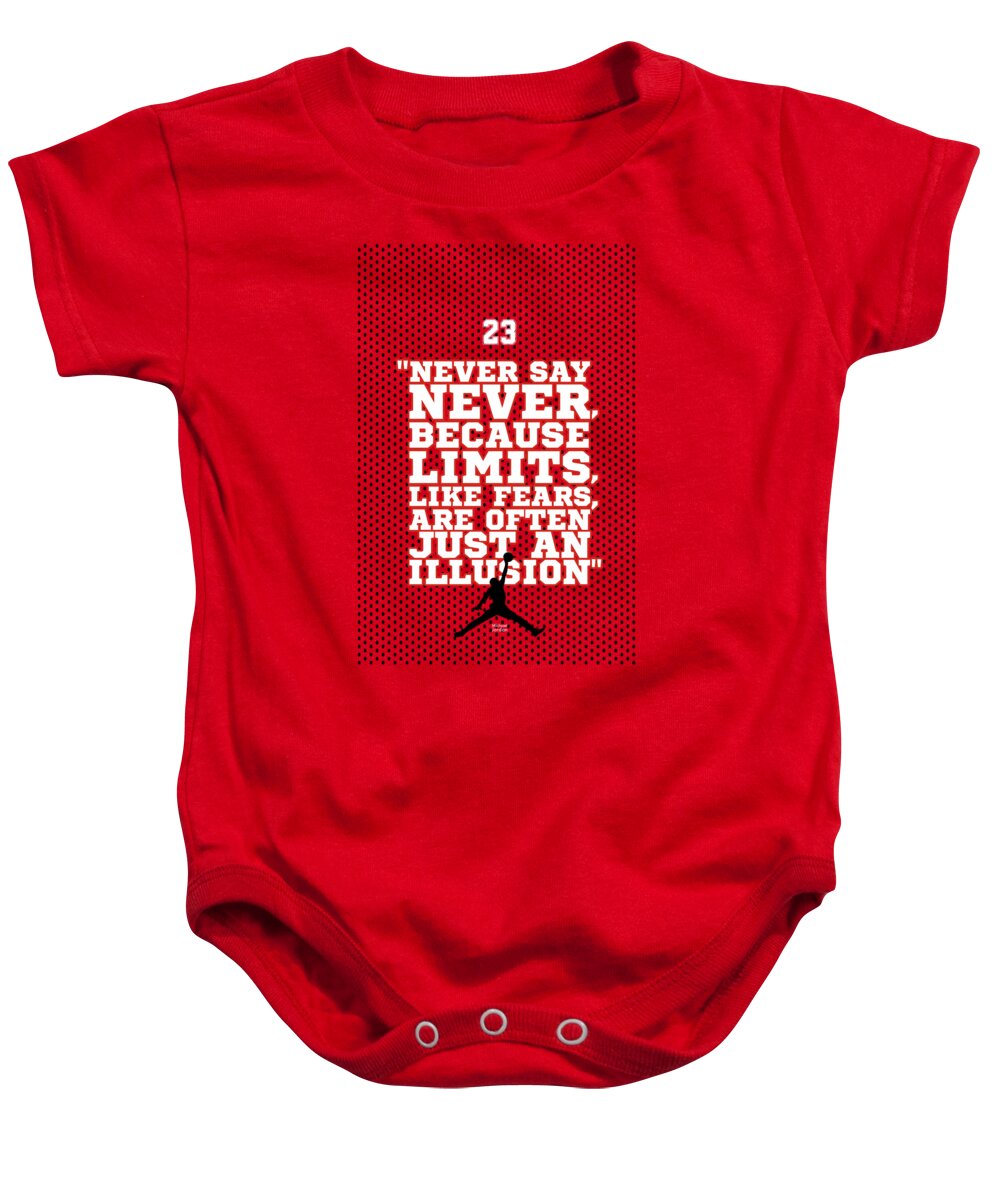 Gym Baby Onesie featuring the digital art Never Say Never Gym Motivational Quotes Poster by Lab No 4