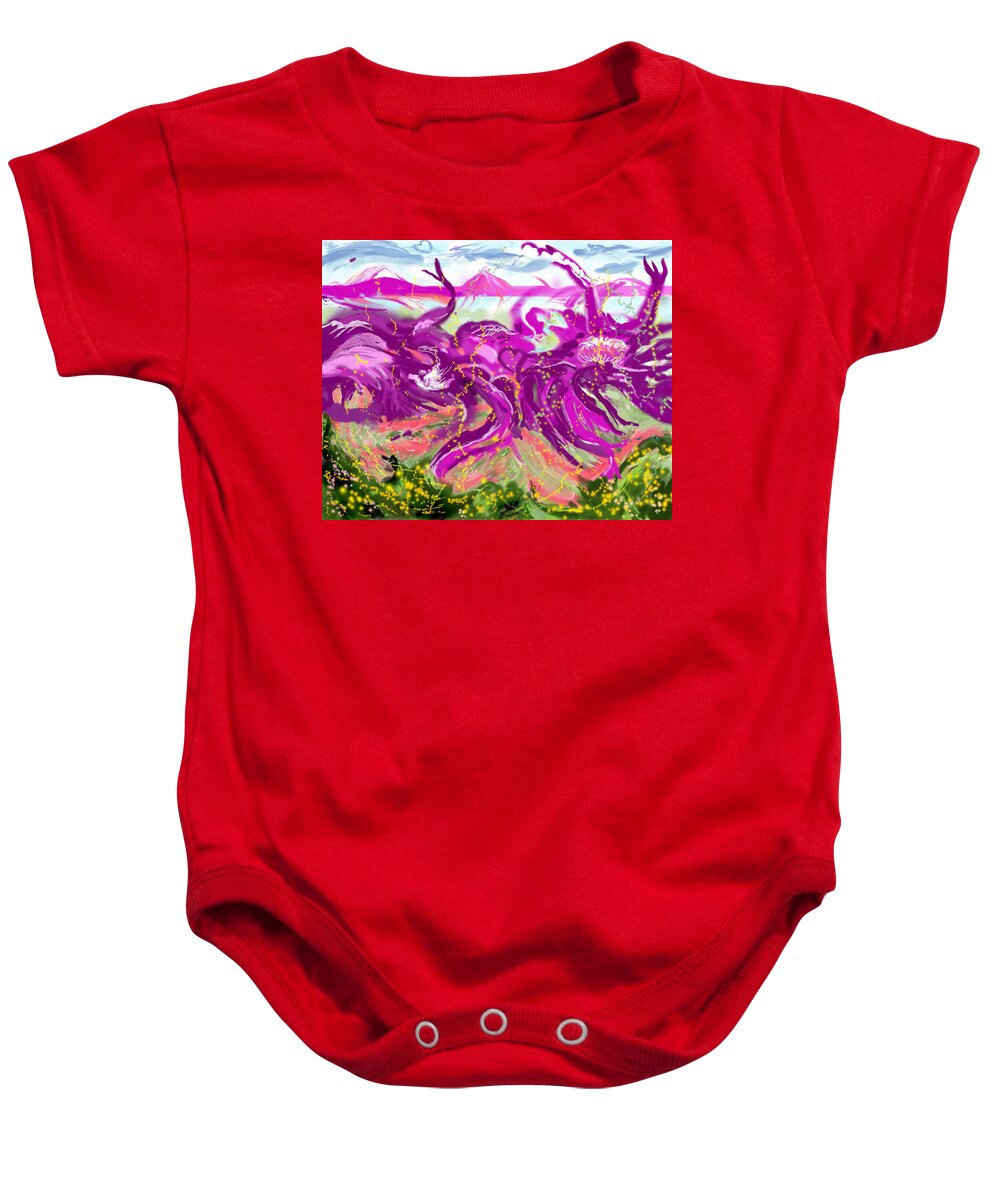Abstract   Imaginary Seascape Purple Baby Onesie featuring the digital art No LSD Involved by Suzanne Udell Levinger