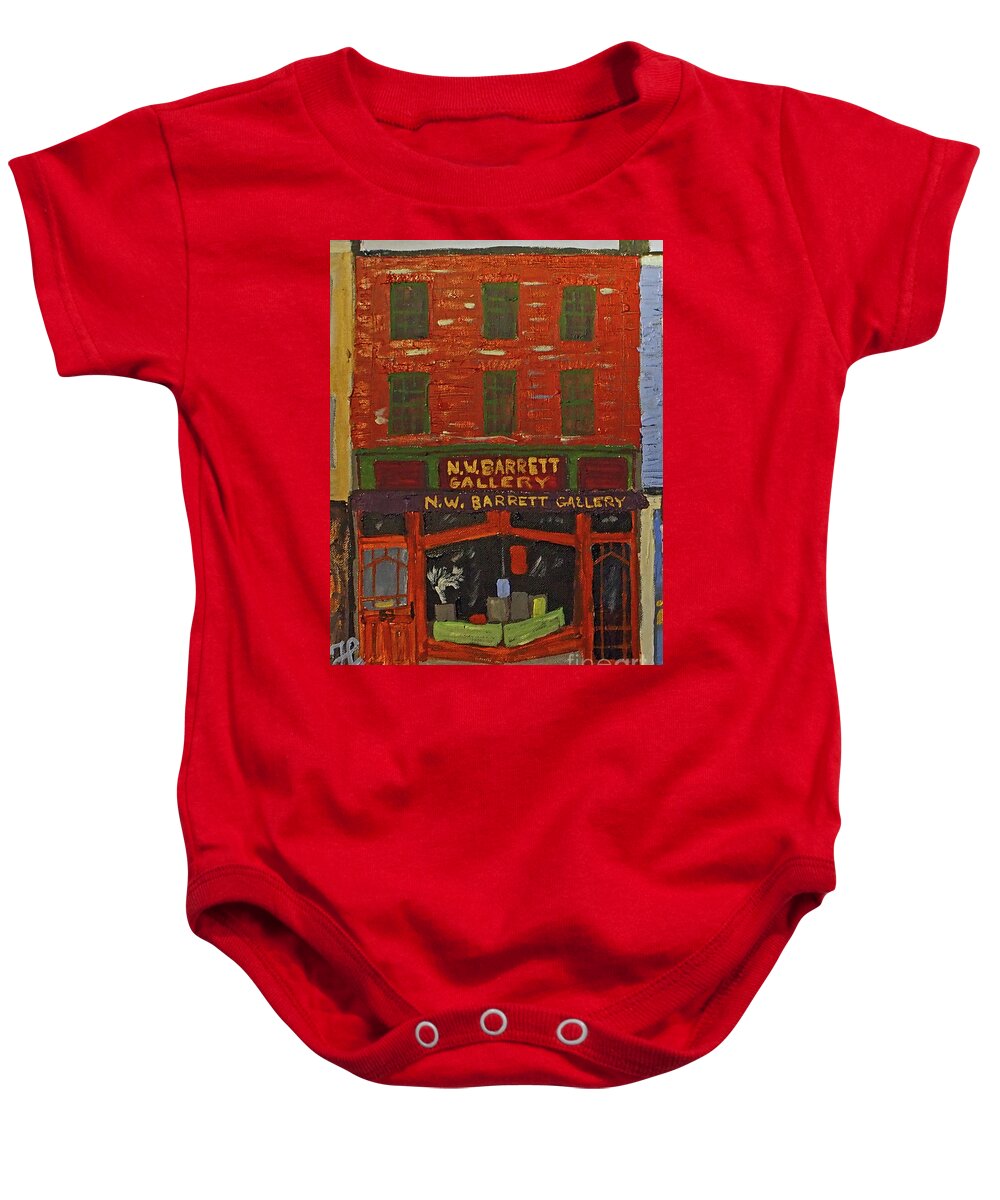 #shopfront #portsmouthnh Baby Onesie featuring the painting N.W.Barrett Gallery by Francois Lamothe