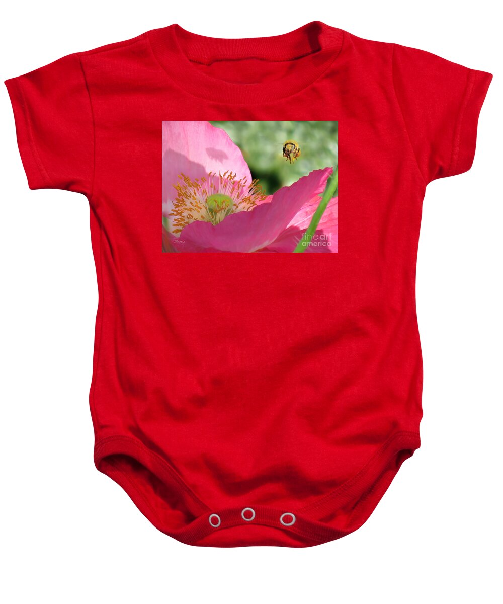 Bee Baby Onesie featuring the photograph One With the Bee by Jennie Breeze