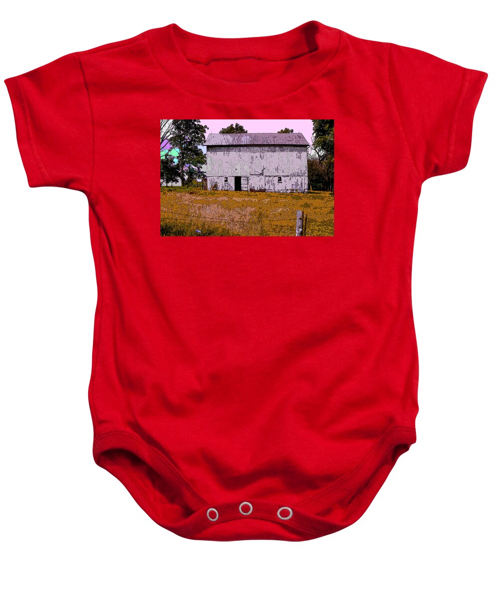 White Barn Baby Onesie featuring the photograph Open Door Policy by James Rentz