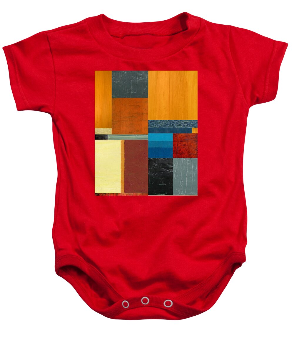 Multicolored Baby Onesie featuring the painting Orange Study with Compliments 3.0 by Michelle Calkins