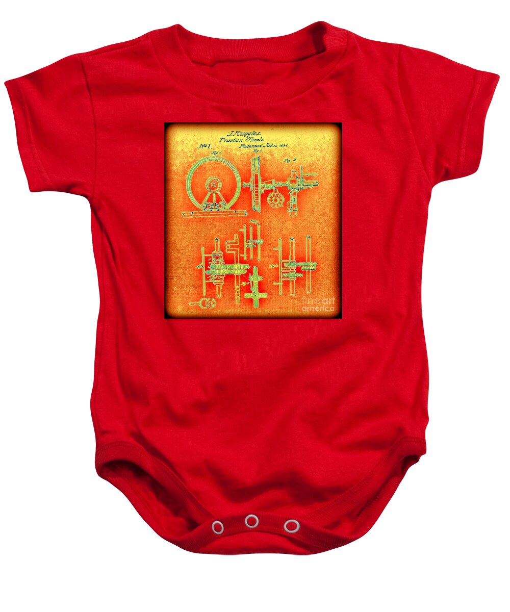 Patent One Baby Onesie featuring the digital art Patent One Traction Wheels by Richard W Linford