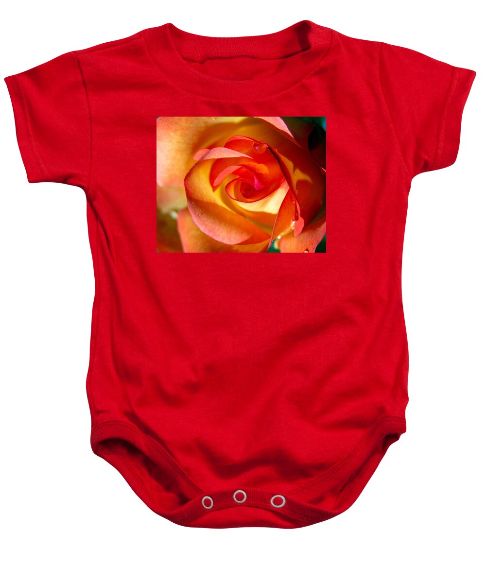 Rose Baby Onesie featuring the photograph Peach Rose by Amy Fose