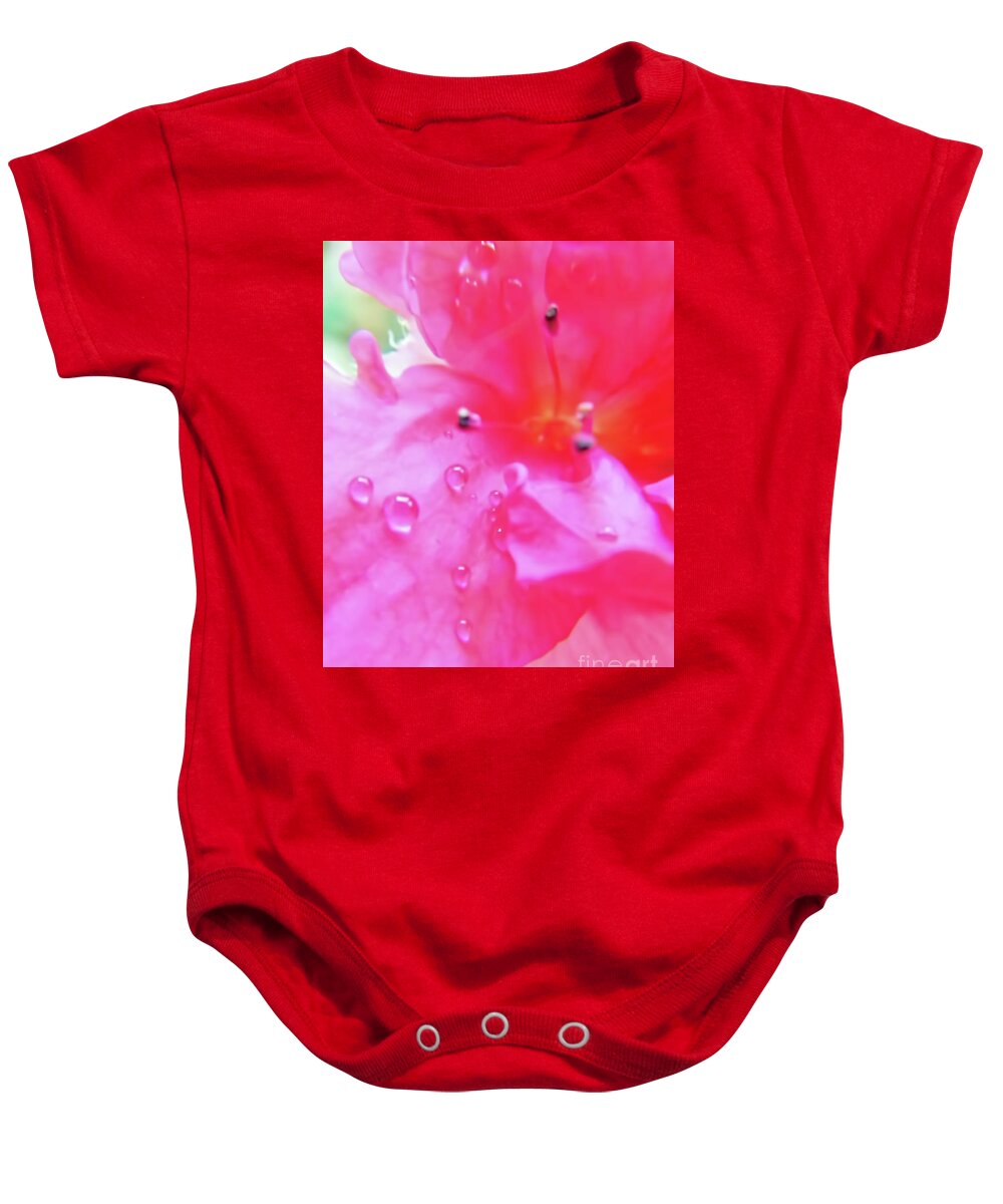 Azalea Baby Onesie featuring the photograph Pearls On The Petals by D Hackett