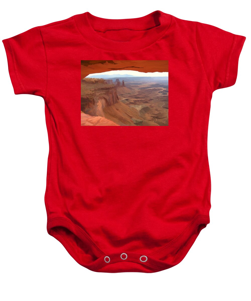 Canyonlands Baby Onesie featuring the digital art Peering Out 2 Watercolor by Gary Baird
