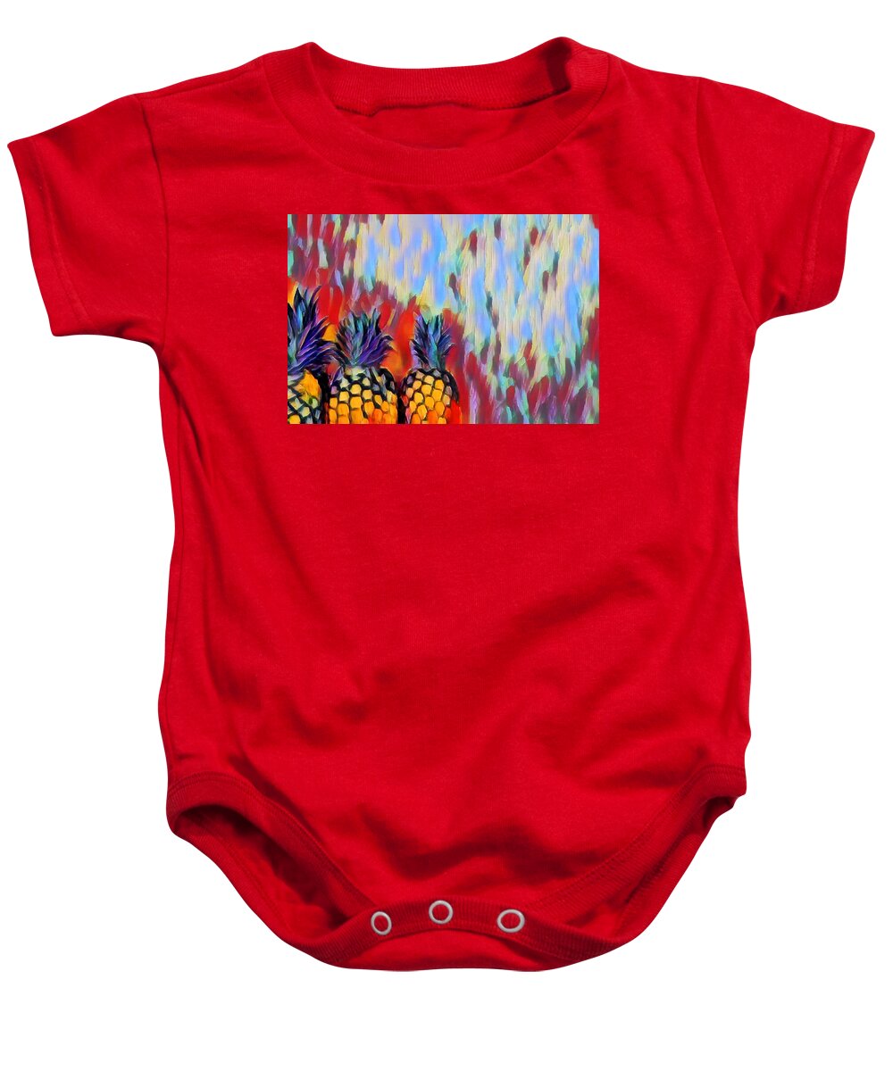 Pineapple Baby Onesie featuring the painting Pineapples 3 by Chris Butler