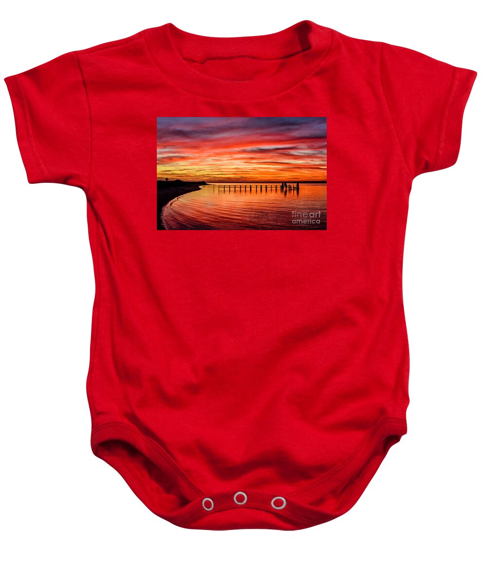 Surf City Baby Onesie featuring the photograph Pink Bay by DJA Images