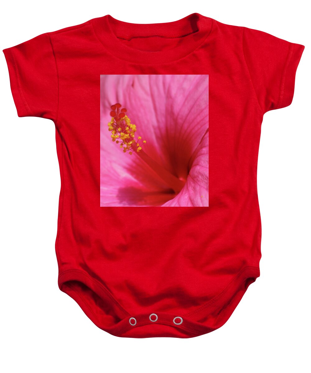 Hibiscus Baby Onesie featuring the photograph Pink Cotton Candy 02 by Pamela Critchlow