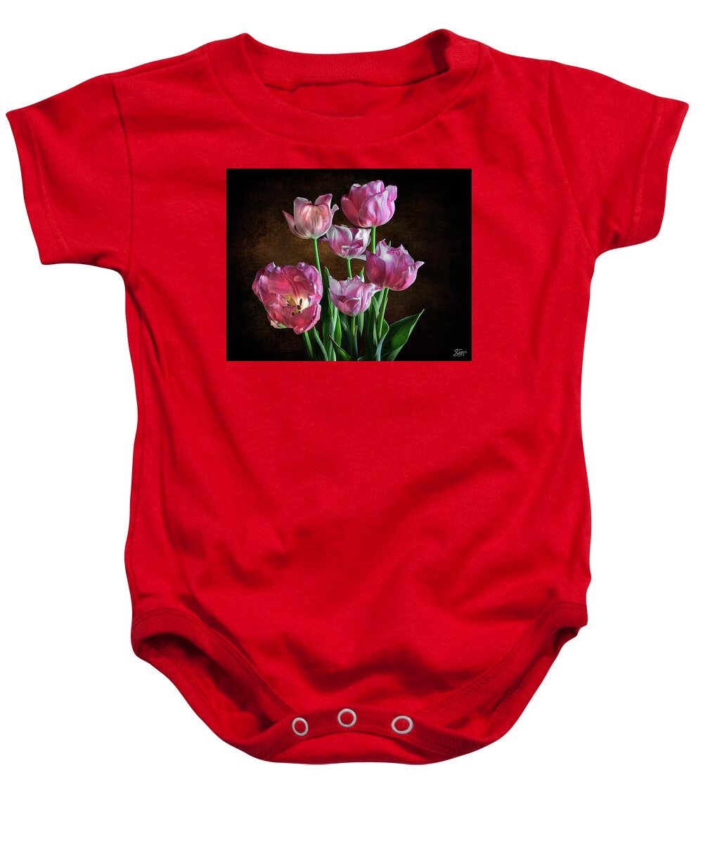 Pink Tulips Baby Onesie featuring the photograph Pink Tulips by Endre Balogh