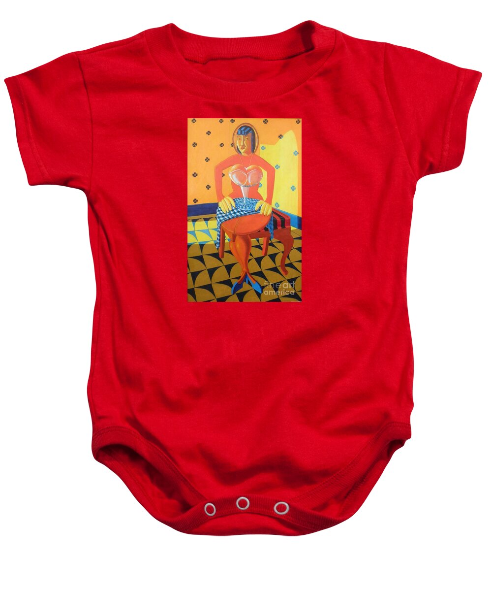 Optical Illusion; Visual Pun; Alternative Reality; Double Imagery; Anthropomorphic Perception; Baby Onesie featuring the painting Plausible Arrangements In Anthropomorphic Possibilities by David G Wilson
