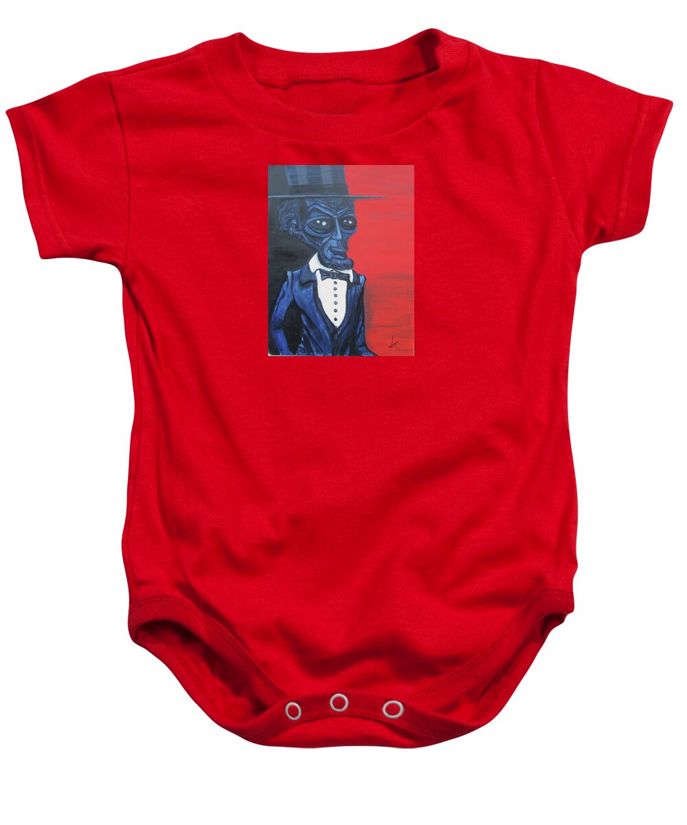 President Lincoln Baby Onesie featuring the painting President Alienham Lincoln by Similar Alien