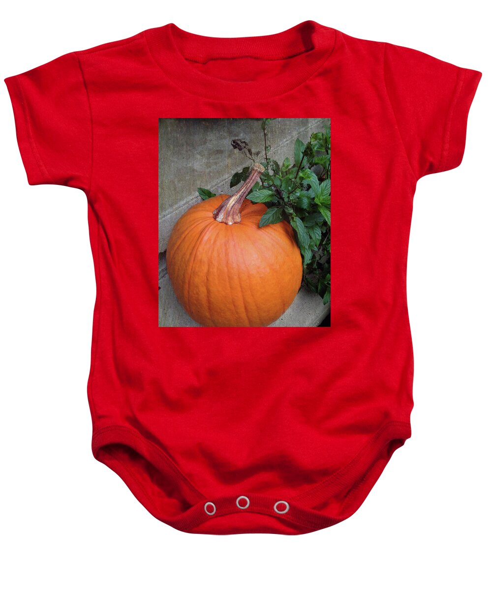 Pumpkin Baby Onesie featuring the photograph Pumpkin by Terri Harper