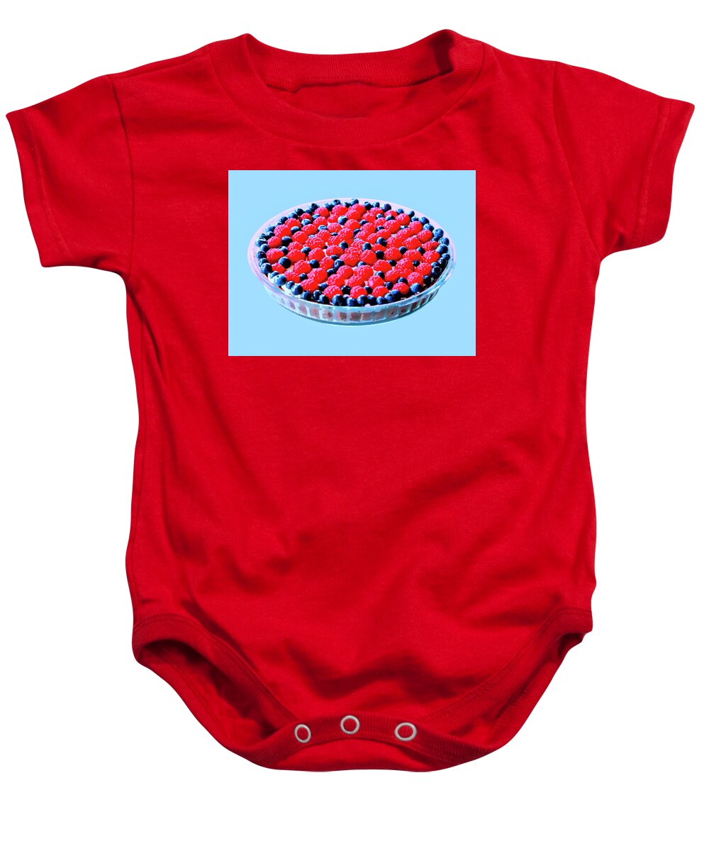 Tart Baby Onesie featuring the photograph Raspberry and Blueberry Tart by Dominic Piperata