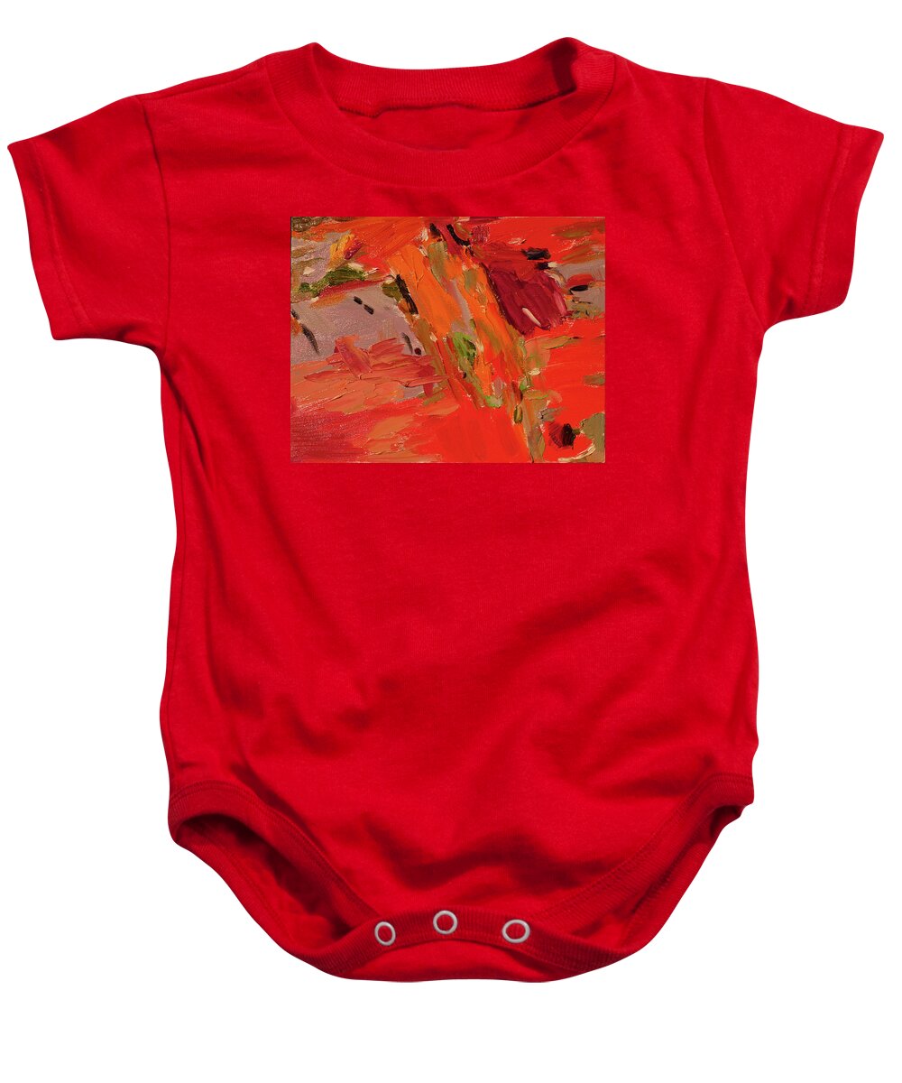 Absttract Baby Onesie featuring the painting Red Fire by Stan Chraminski