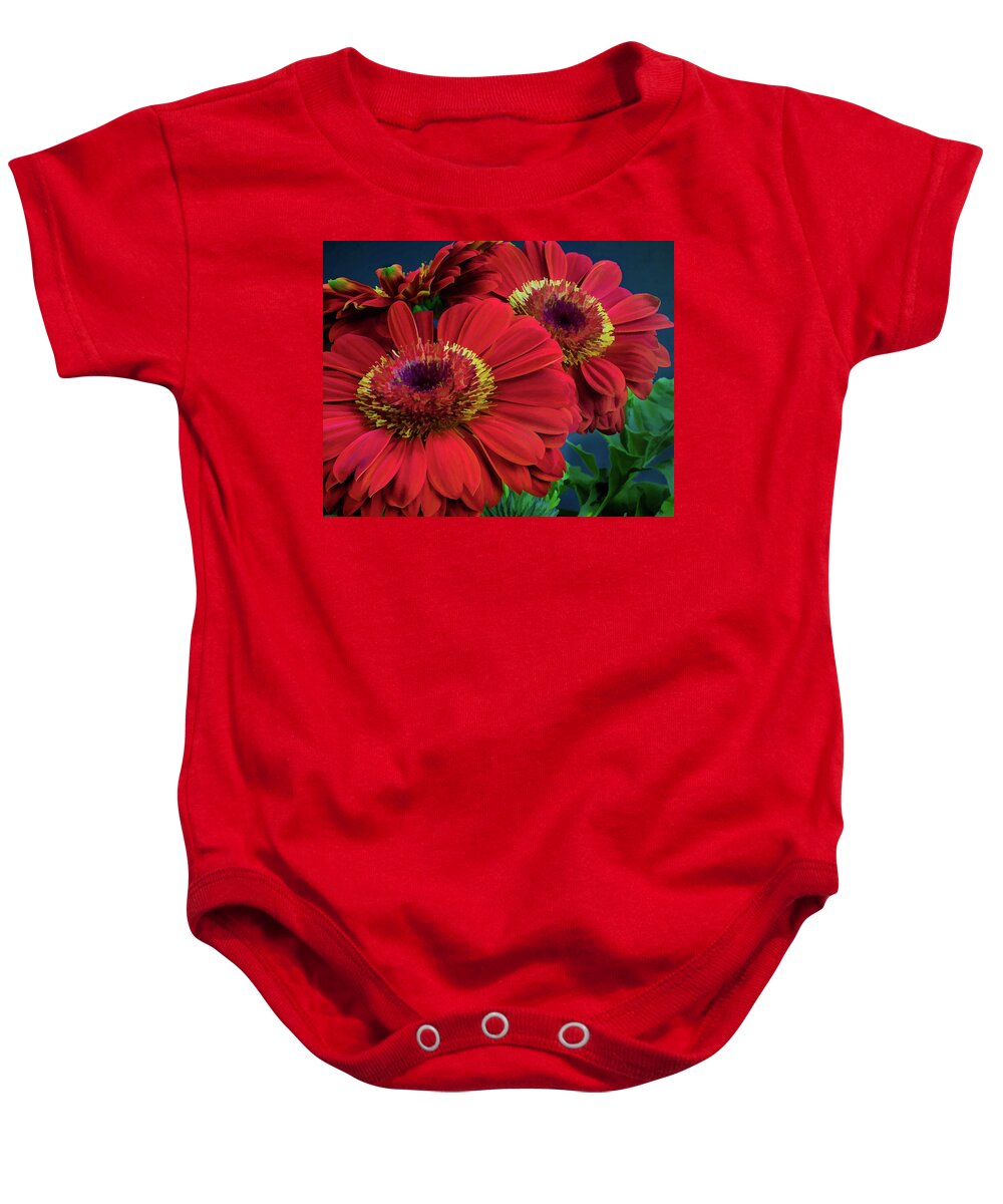 Flowers Baby Onesie featuring the photograph Red Gerbera Daisy by David Thompsen