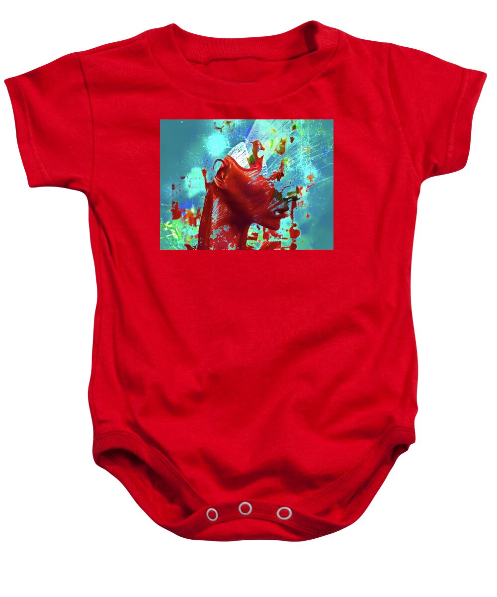 Head Baby Onesie featuring the photograph Red head in explosion by Gabi Hampe