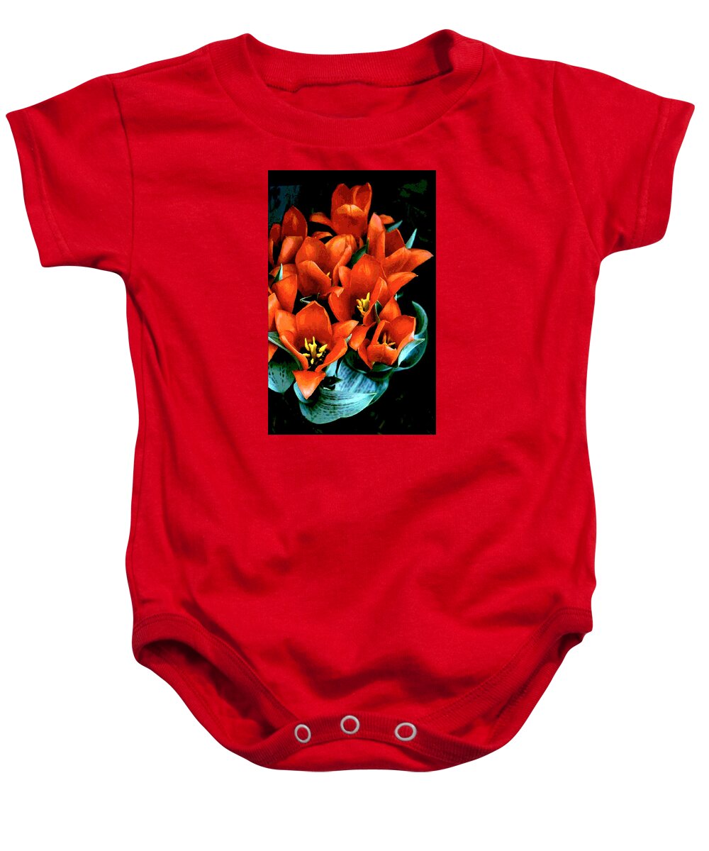 Tulips Baby Onesie featuring the photograph Red Ridinghood Tulips by Janis Senungetuk